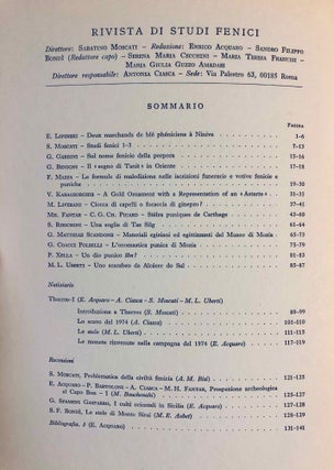 Rivista di studi fenici. Volume III to IX + supplemento Volume IX (15 volumes)[newline]M5635a-03.jpg