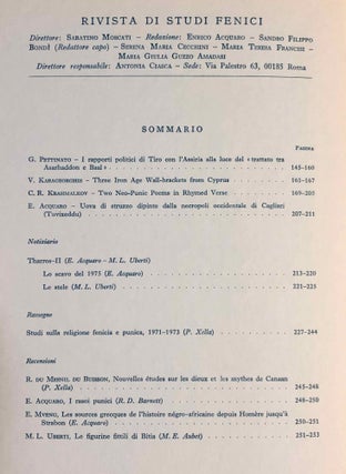 Rivista di studi fenici. Volume III to IX + supplemento Volume IX (15 volumes)[newline]M5635a-05.jpg