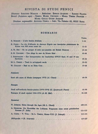 Rivista di studi fenici. Volume III to IX + supplemento Volume IX (15 volumes)[newline]M5635a-07.jpg