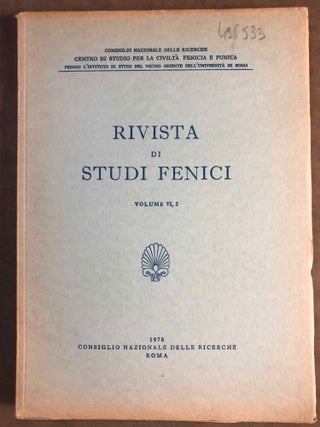 Rivista di studi fenici. Volume III to IX + supplemento Volume IX (15 volumes)[newline]M5635a-16.jpg