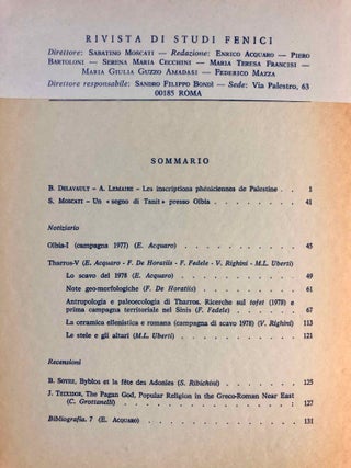 Rivista di studi fenici. Volume III to IX + supplemento Volume IX (15 volumes)[newline]M5635a-19.jpg
