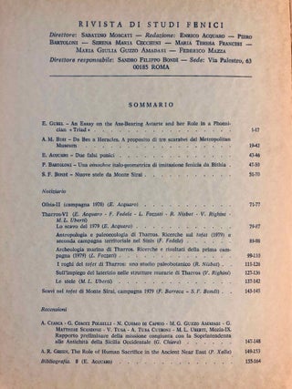 Rivista di studi fenici. Volume III to IX + supplemento Volume IX (15 volumes)[newline]M5635a-23.jpg