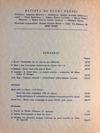 Rivista di studi fenici. Volume III to IX + supplemento Volume IX (15 volumes)[newline]M5635a-25.jpg