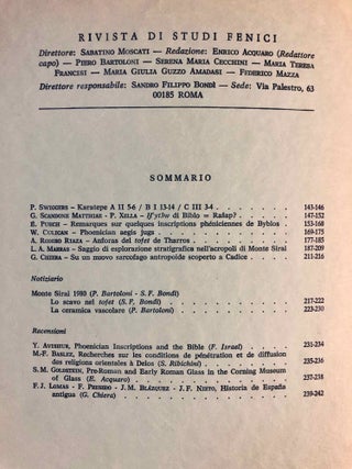 Rivista di studi fenici. Volume III to IX + supplemento Volume IX (15 volumes)[newline]M5635a-29.jpg