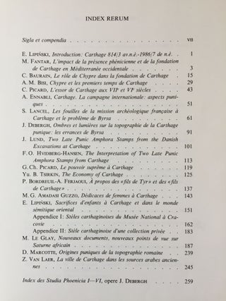 Studia Phoenicia VI. Carthago. Acta Colloquii Bruxellensis habiti diebus 2 et 3 mensis Maii anni 1986.[newline]M5646-02.jpg
