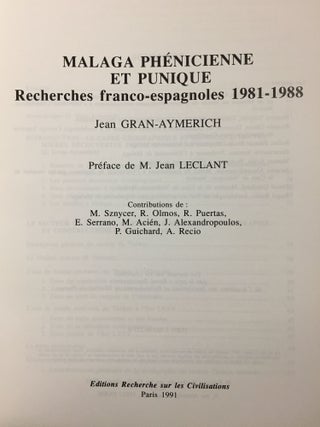 Malaga phénicienne et punique. Recherches franco-espagnoles 1981-1988.[newline]M5671-01.jpg