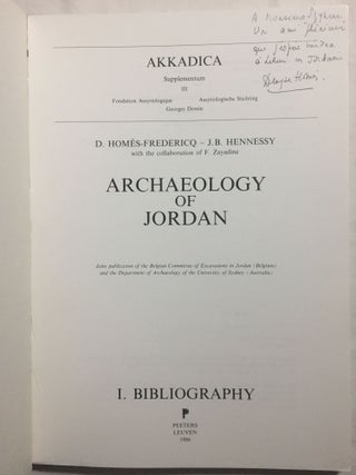 Archaeology of Jordan. I: Bibliography.[newline]M5676-01.jpg