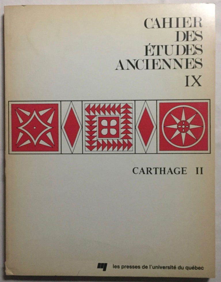 Item #M5739 Carthage II. Cahiers des études anciennes, T. IX. SENAY Pierre, sous la direction de.[newline]M5739.jpg