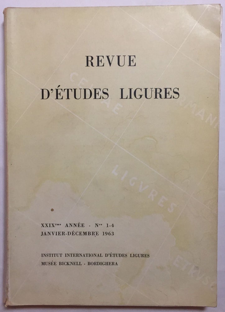 Item #M5798 Revue d'études ligures. XXIXe année. No 1-4. Janvier - décembre 1963. AAE - Journal - Single issue.[newline]M5798.jpg