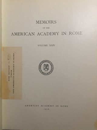 Memoirs of the American Academy in Rome. Volume XXIV.[newline]M5840-01.jpg