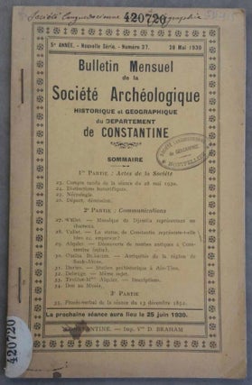 Item #M5935 Bulletin mensuel de la Société Archéologique, historique et géographique du...[newline]M5935.jpg