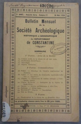 Item #M5935 Bulletin mensuel de la Société Archéologique, historique et géographique du...