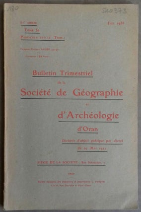 Item #M5938 Bulletin trimestriel de la Société de Géographie et d'Archéologie d'Oran. Tome...[newline]M5938.jpg