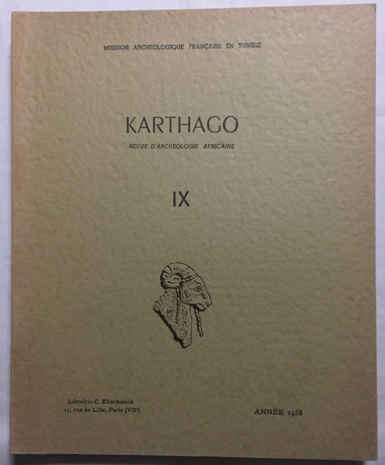Item #M5945 Karthago. Revue d'archéologie africaine. Tome IX. AAE - Journal - Single issue.[newline]M5945.jpg