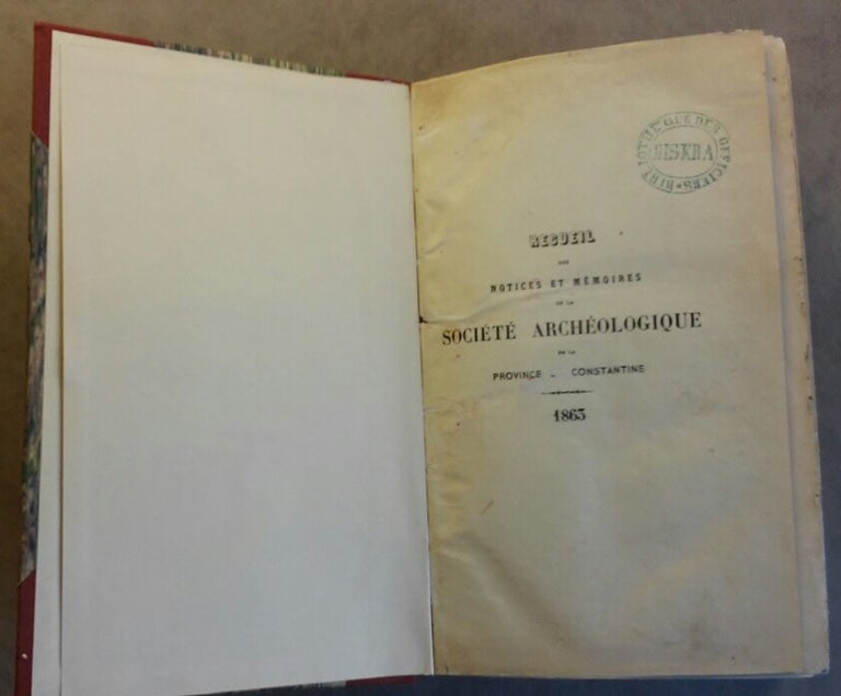 Item #M5967 Recueil des notices et mémoires de la Société Archéologique de la province de Constantine. 1863. AAE - Journal - Single issue.[newline]M5967.jpg