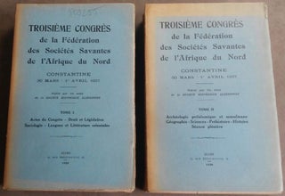 Item #M5979 Troisième Congrès de la Fédération des Sociétés Savantes de l'Afrique du Nord....[newline]M5979.jpg