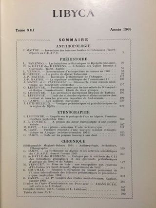 Libyca. Tome XIII. 1965.