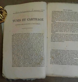Item #M6070 Tunis et Carthage, souvenirs d'une station sur les côtes d'Afrique. JULIEN...