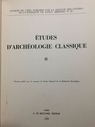 Etudes d'Archéologie Classique. Tomes I & II.[newline]M6114-06.jpg