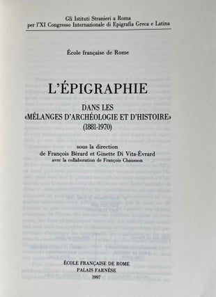 L'épigraphie dans les "Mélanges d'archéologie et d'histoire" (1881-1970)[newline]M6176a-01.jpeg