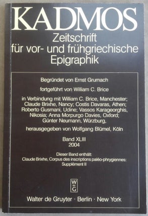 Item #M6177 Kadmos. Zeitschrift für vor- und frühgriechische Epigraphik. Band XLIII. 2004. AAE...[newline]M6177.jpg