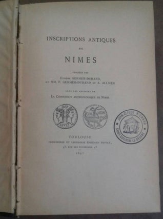 Item #M6218 Inscriptions antiques de Nîmes. GERMER-DURAND Eugène et F. - ALLMER A[newline]M6218.jpg