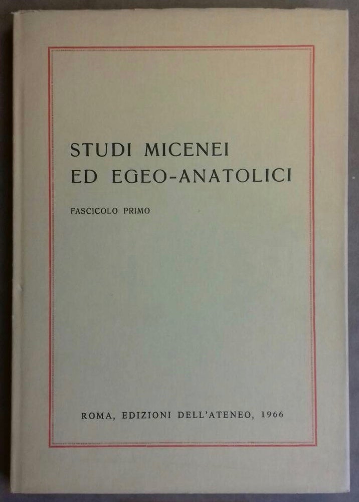 Item #M6260a Studi Micenei ed Egeo-Anatolici. Fascicoli primo, secondo, terzo e quarto. [newline]M6260a.jpg