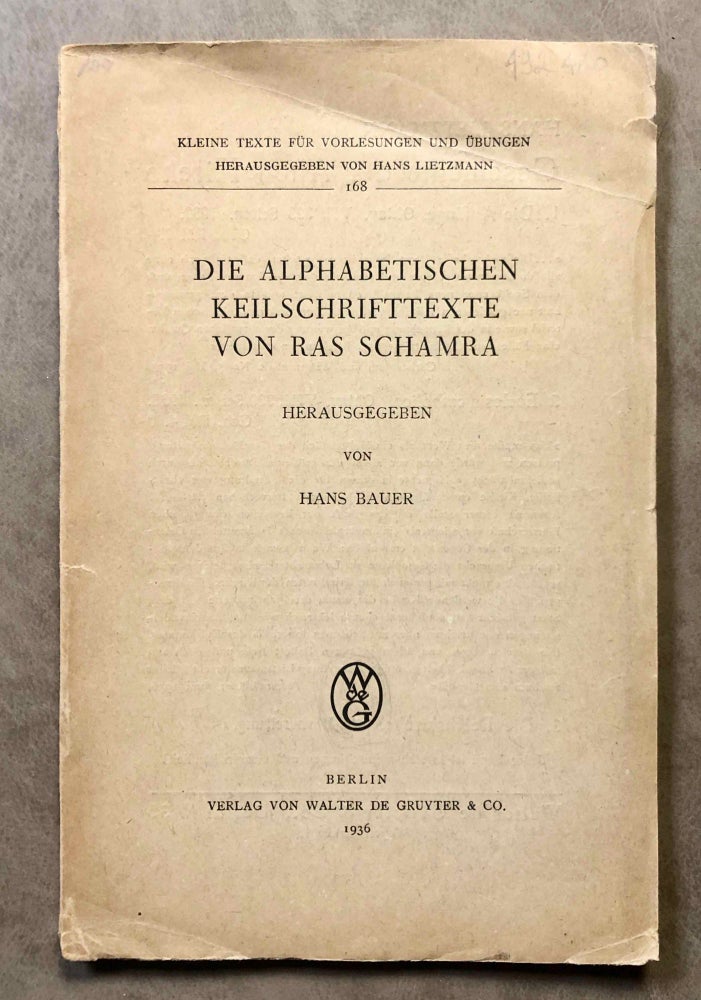 Item #M6274 Die alphabetischen Keilschrifttexte von Ras Schamra. BAUER Hans.[newline]M6274.jpg