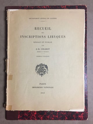 Item #M6283 Recueil des inscriptions libyques. Premier fascicule. (N° 1-917). Texte et planches...[newline]M6283.jpg