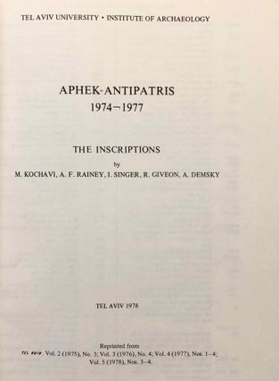 Aphek-Antipatris. 1974-1977. The inscriptions.[newline]M6286-01.jpg