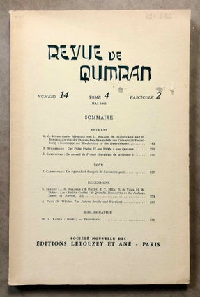 Item #M6295 Revue de Qumran. Tome 4. Numéro 14, fasc. 2. Mai 1963. AAE - Journal - Single issue[newline]M6295.jpg