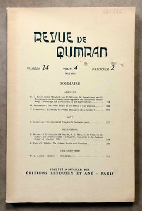 Item #M6295 Revue de Qumran. Tome 4. Numéro 14, fasc. 2. Mai 1963. AAE - Journal - Single issue