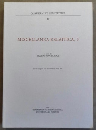 Item #M6298 Miscellanea eblaitica, 3. Il sillabario della quarta fonte della lista lessicale...