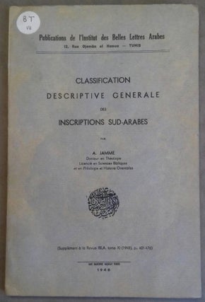 Item #M6316 Classification descriptive générale des inscriptions sud-arabes. JAMME Albert[newline]M6316.jpg
