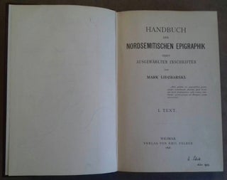 Handbuch der nordsemitischen Epigraphik nebst ausgewählten Inschriften. Band I: Text. Band II: Tafeln (complete set)