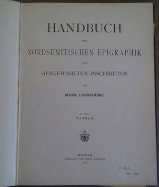 Item #M6326 Handbuch der nordsemitischen Epigraphik nebst ausgewählten Inschriften. Band I:...[newline]M6326.jpg