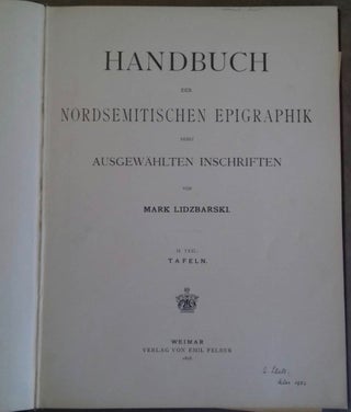 Item #M6326 Handbuch der nordsemitischen Epigraphik nebst ausgewählten Inschriften. Band I:...