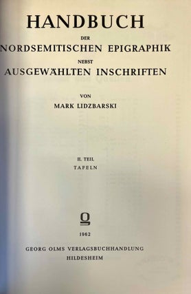 Item #M6326a Handbuch der nordsemitischen Epigraphik nebst ausgewählten Inschriften. Band II:...