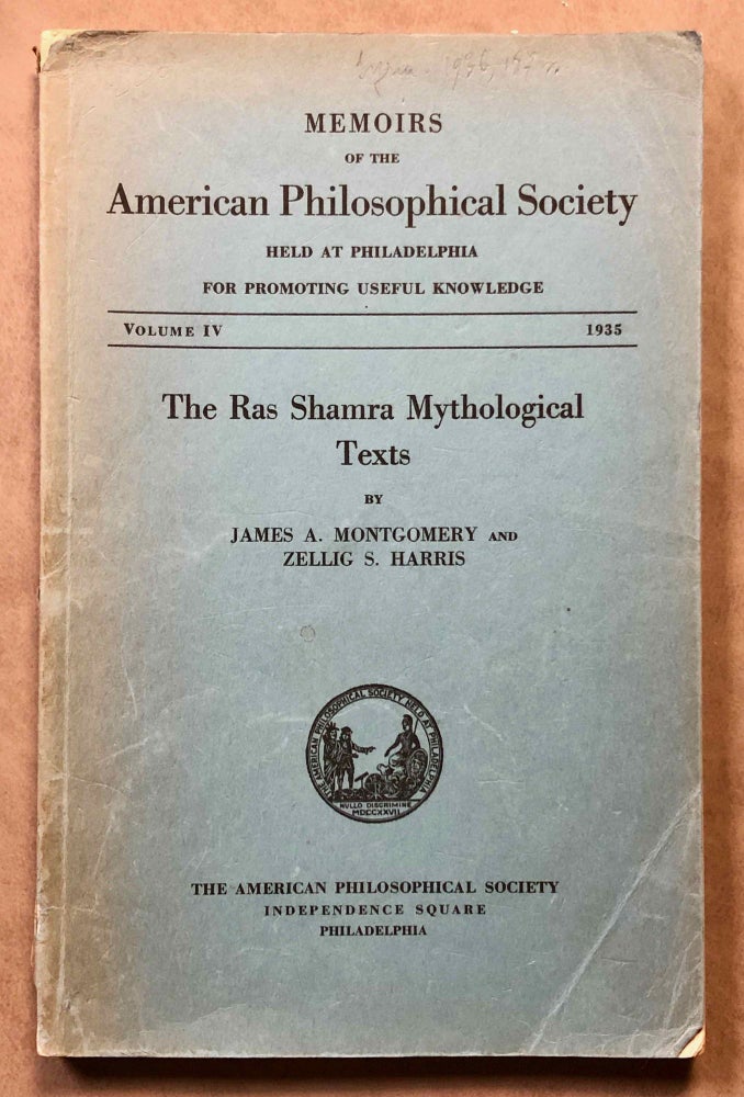 Item #M6335 The Ras Shamra mythological texts. MONTGOMERY James A. - HARRIS Zellig S.[newline]M6335.jpg