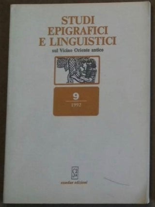 Item #M6347 Studi epigrafici e linguistici sul Vicino Oriente antico, No 9, 1992. AAE - Journal -...