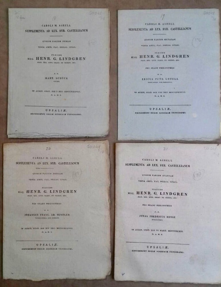 Item #M6356 Supplementa ad Lex. Syr. castellianum. Quorum partem primam-decimam octavam. AGRELL Carolus Magnus.[newline]M6356.jpg