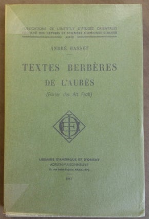 Item #M6363 Textes berbères de l'Aurès (parler des Aït Frah). BASSET Andr&eacute[newline]M6363.jpg