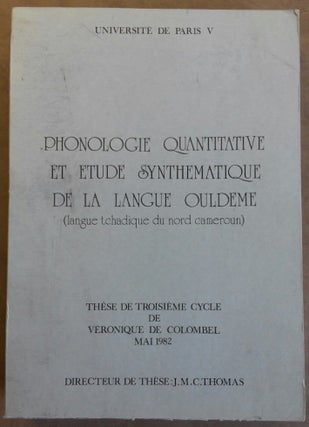 Item #M6373 Phonologie quantitative et étude synthématique de la langue Ouldémé (langue...[newline]M6373.jpg