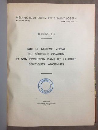 Mélanges de l'Université Saint Joseph, Beyrouth. Réunion de 9 fascicules. 1935-1952.[newline]M6379-02.jpg