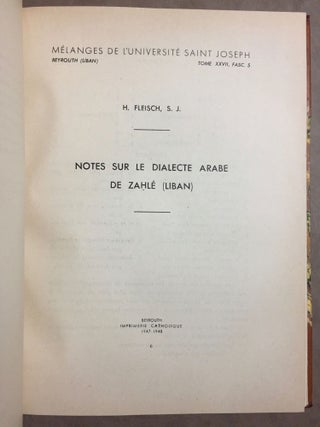 Mélanges de l'Université Saint Joseph, Beyrouth. Réunion de 9 fascicules. 1935-1952.[newline]M6379-03.jpg