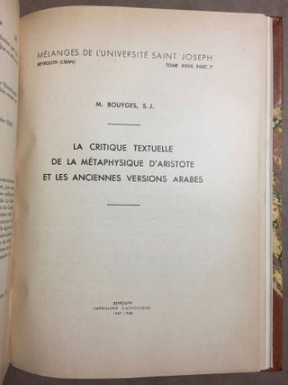 Mélanges de l'Université Saint Joseph, Beyrouth. Réunion de 9 fascicules. 1935-1952.[newline]M6379-05.jpg