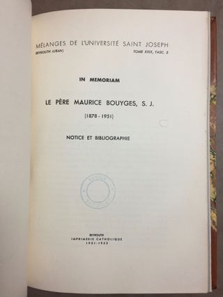 Mélanges de l'Université Saint Joseph, Beyrouth. Réunion de 9 fascicules. 1935-1952.[newline]M6379-09.jpg