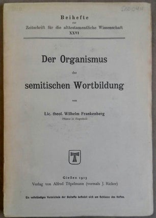 Item #M6381 Der Organismus der semitischen Wortbildung. FRANKENBERG Wilhelm[newline]M6381.jpg