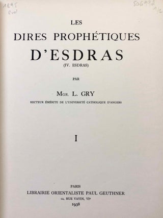 Les dires prophétiques d'Esdras (IV. Esdras). Tomes I & II (complete set)[newline]M6386-01.jpg
