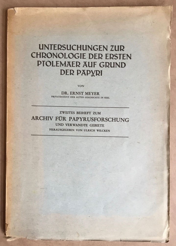 Item #M6389 Untersuchungen zur Chronologie der ersten Ptolemäer auf Grund der Papyri. MEYER Ernst.[newline]M6389.jpg